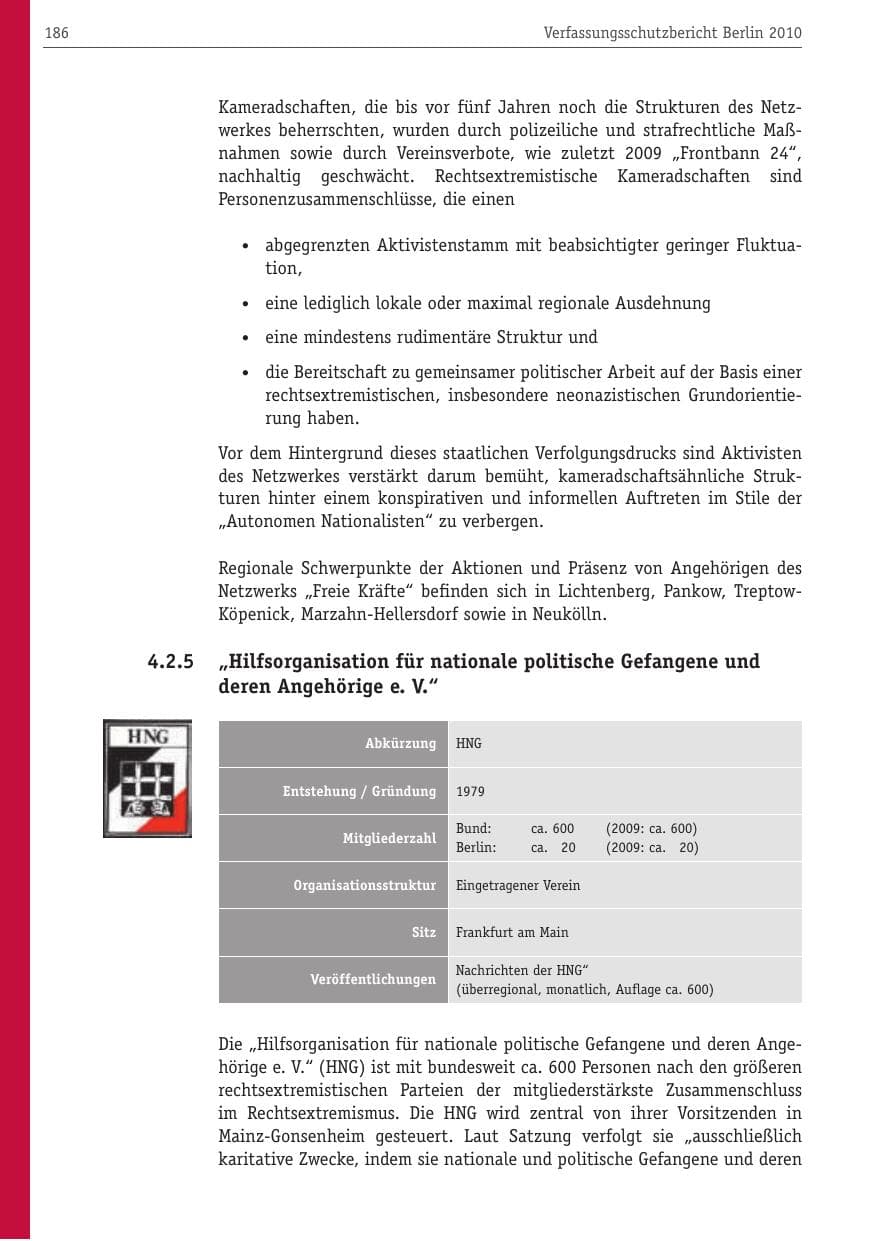 Seite 197 des Verfassungsschutzbericht 2010 Berlin