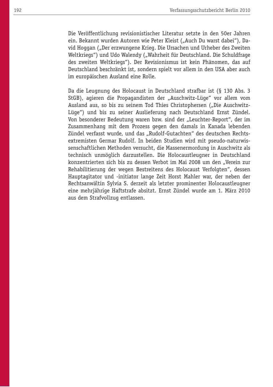Seite 203 des Verfassungsschutzbericht 2010 Berlin