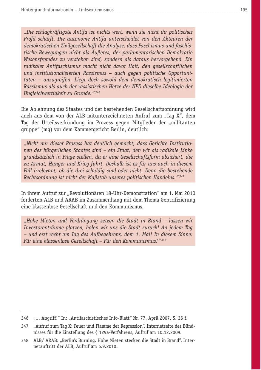Seite 206 des Verfassungsschutzbericht 2010 Berlin