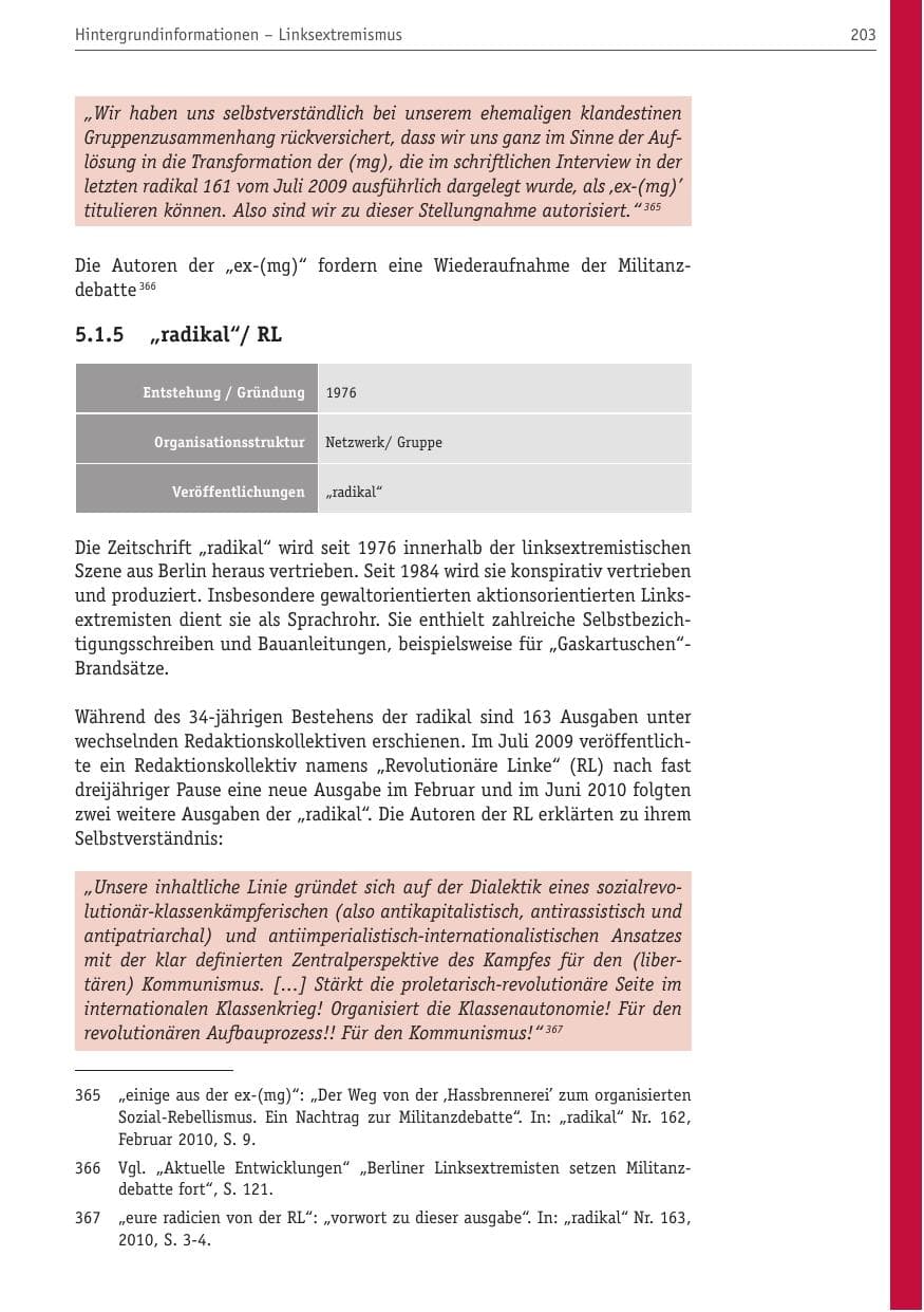 Seite 214 des Verfassungsschutzbericht 2010 Berlin
