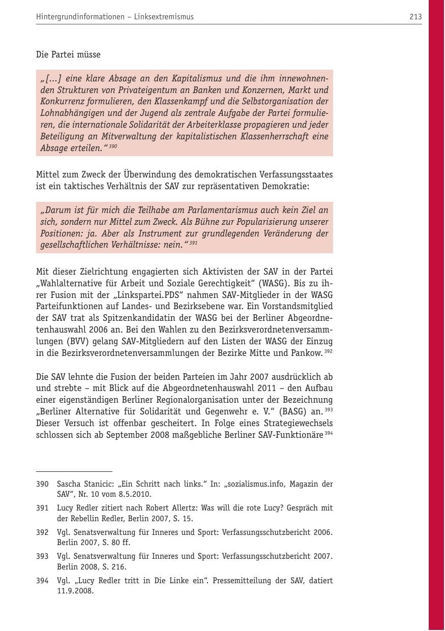 Seite 224 des Verfassungsschutzbericht 2010 Berlin