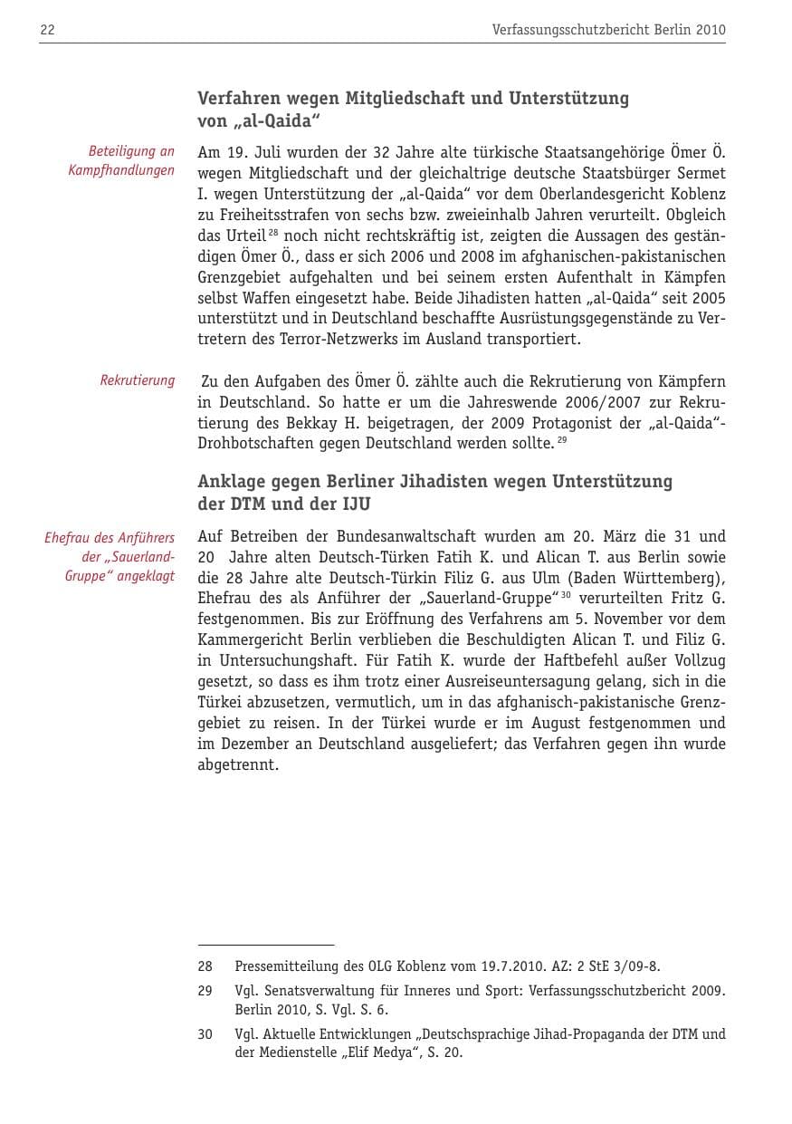 Seite 33 des Verfassungsschutzbericht 2010 Berlin