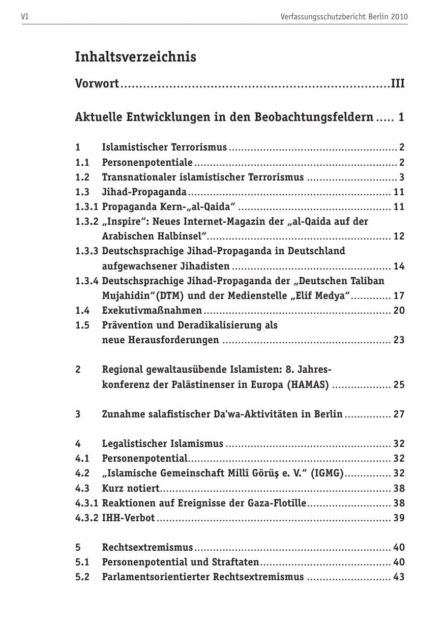 Seite 7 des Verfassungsschutzbericht 2010 Berlin