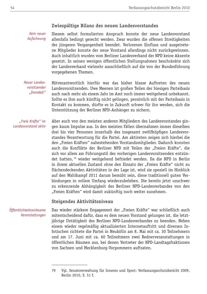 Seite 65 des Verfassungsschutzbericht 2010 Berlin