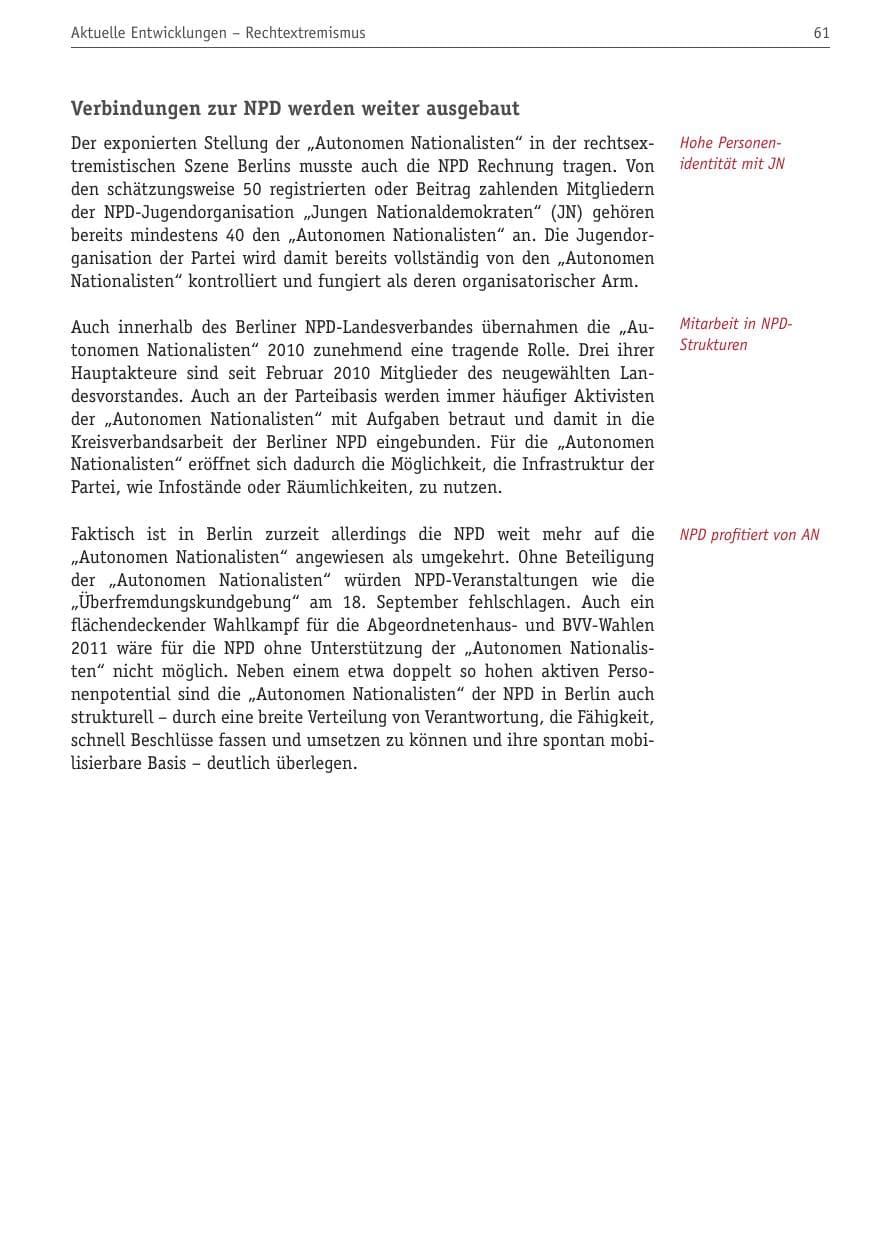 Seite 72 des Verfassungsschutzbericht 2010 Berlin