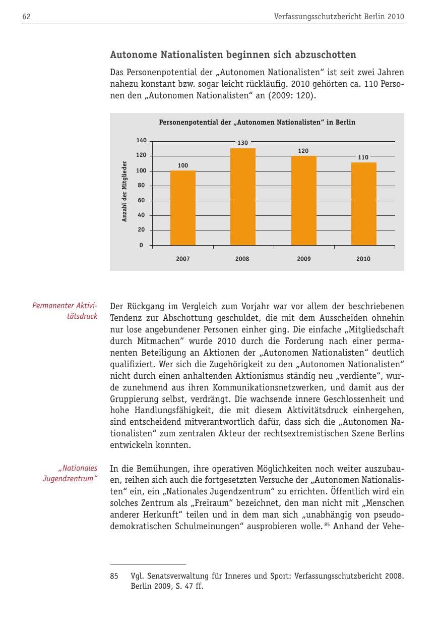 Seite 73 des Verfassungsschutzbericht 2010 Berlin