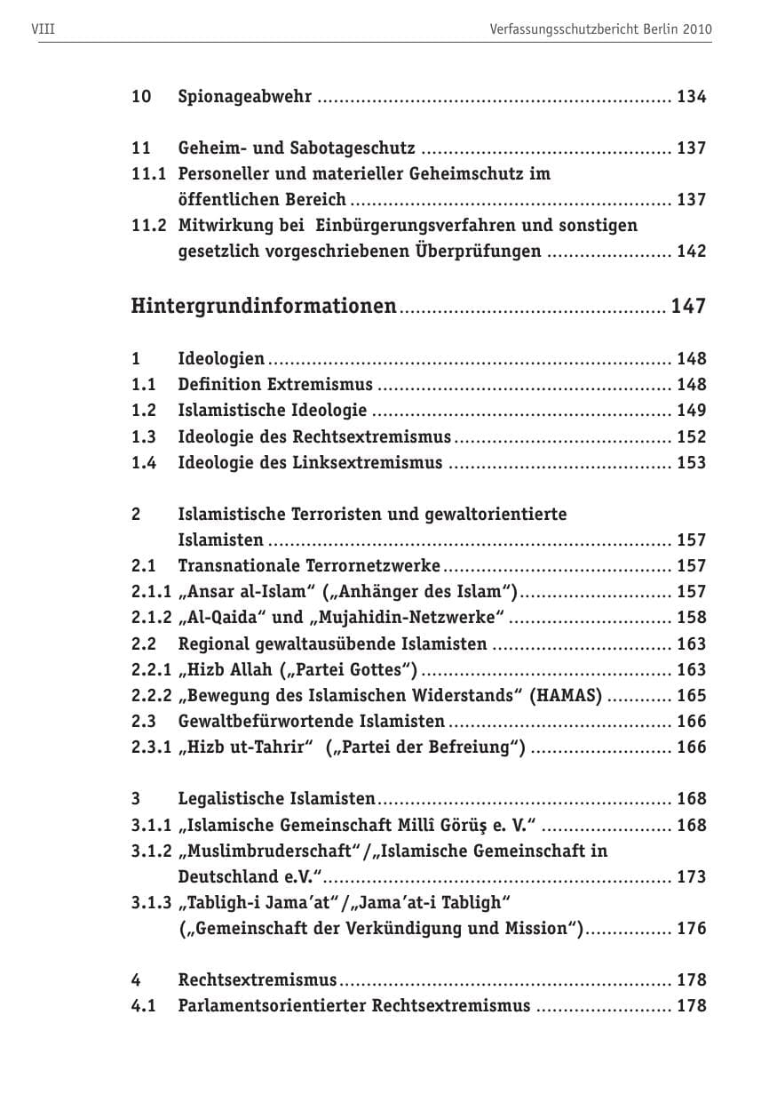 Seite 9 des Verfassungsschutzbericht 2010 Berlin