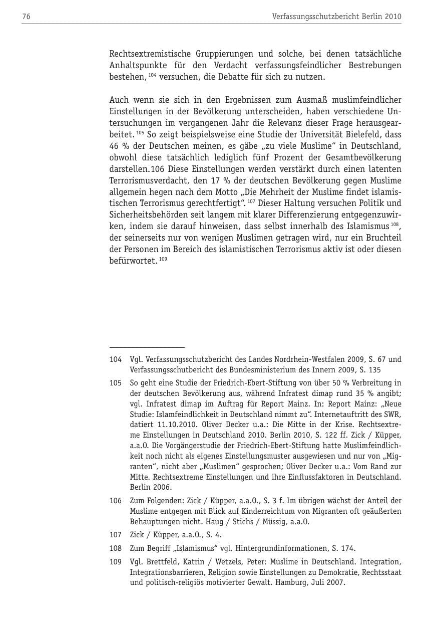 Seite 87 des Verfassungsschutzbericht 2010 Berlin