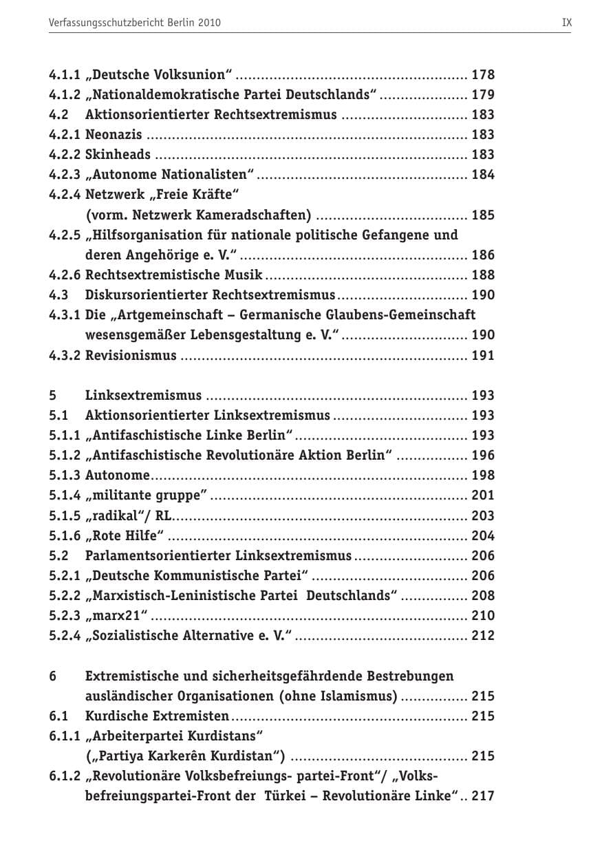 Seite 10 des Verfassungsschutzbericht 2010 Berlin