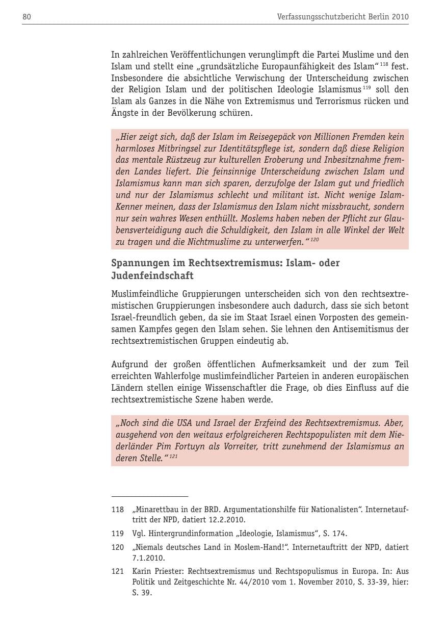 Seite 91 des Verfassungsschutzbericht 2010 Berlin