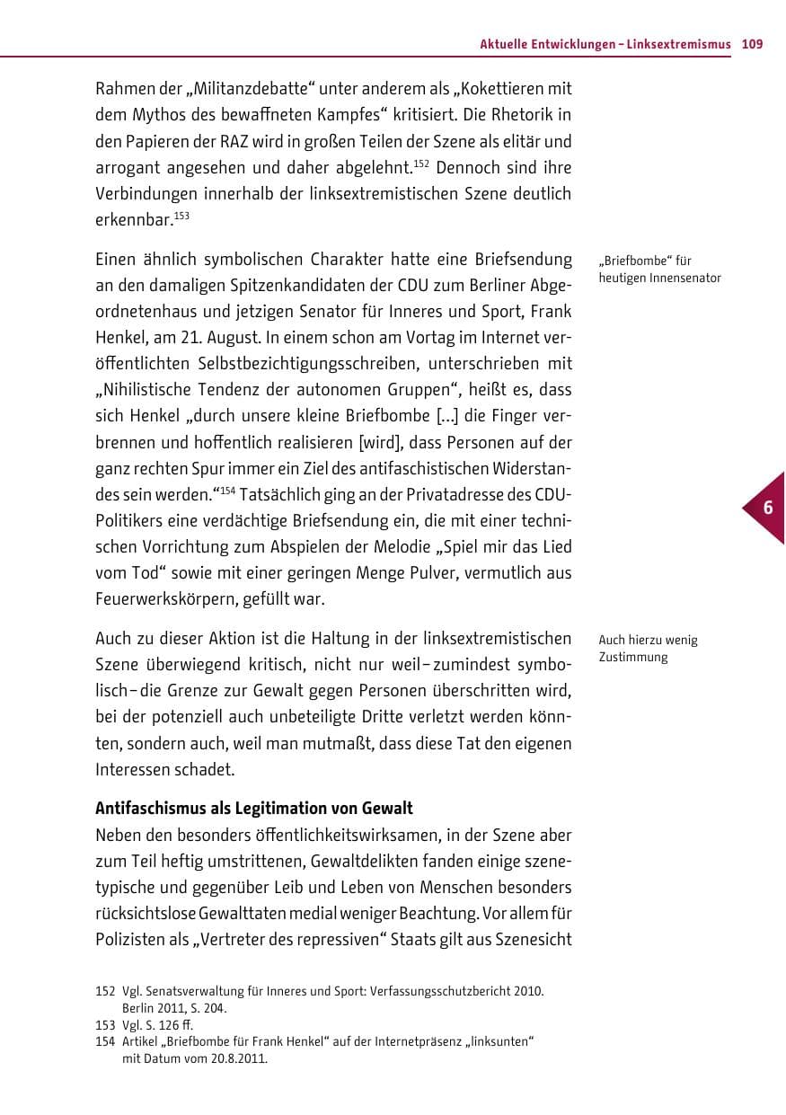 Seite 108 des Verfassungsschutzbericht 2011 Berlin