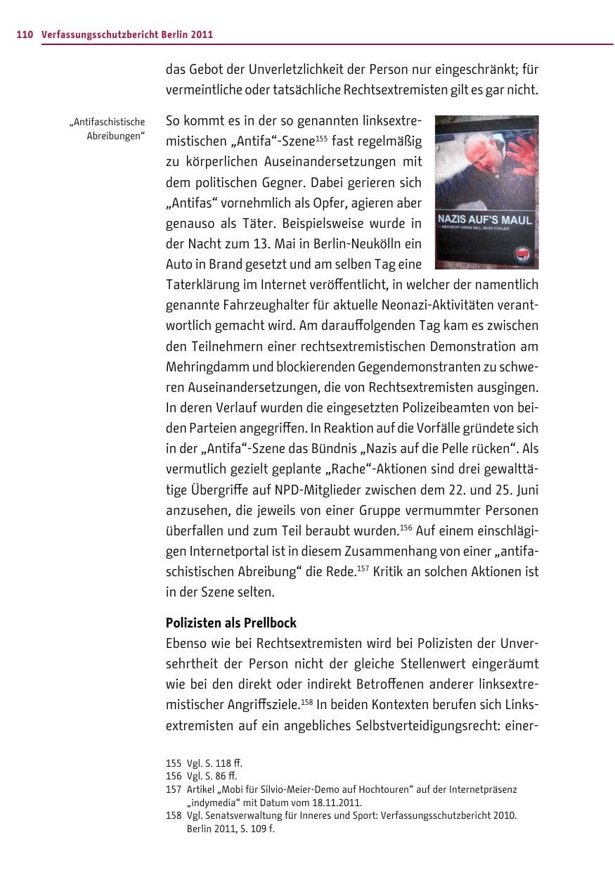 Seite 109 des Verfassungsschutzbericht 2011 Berlin