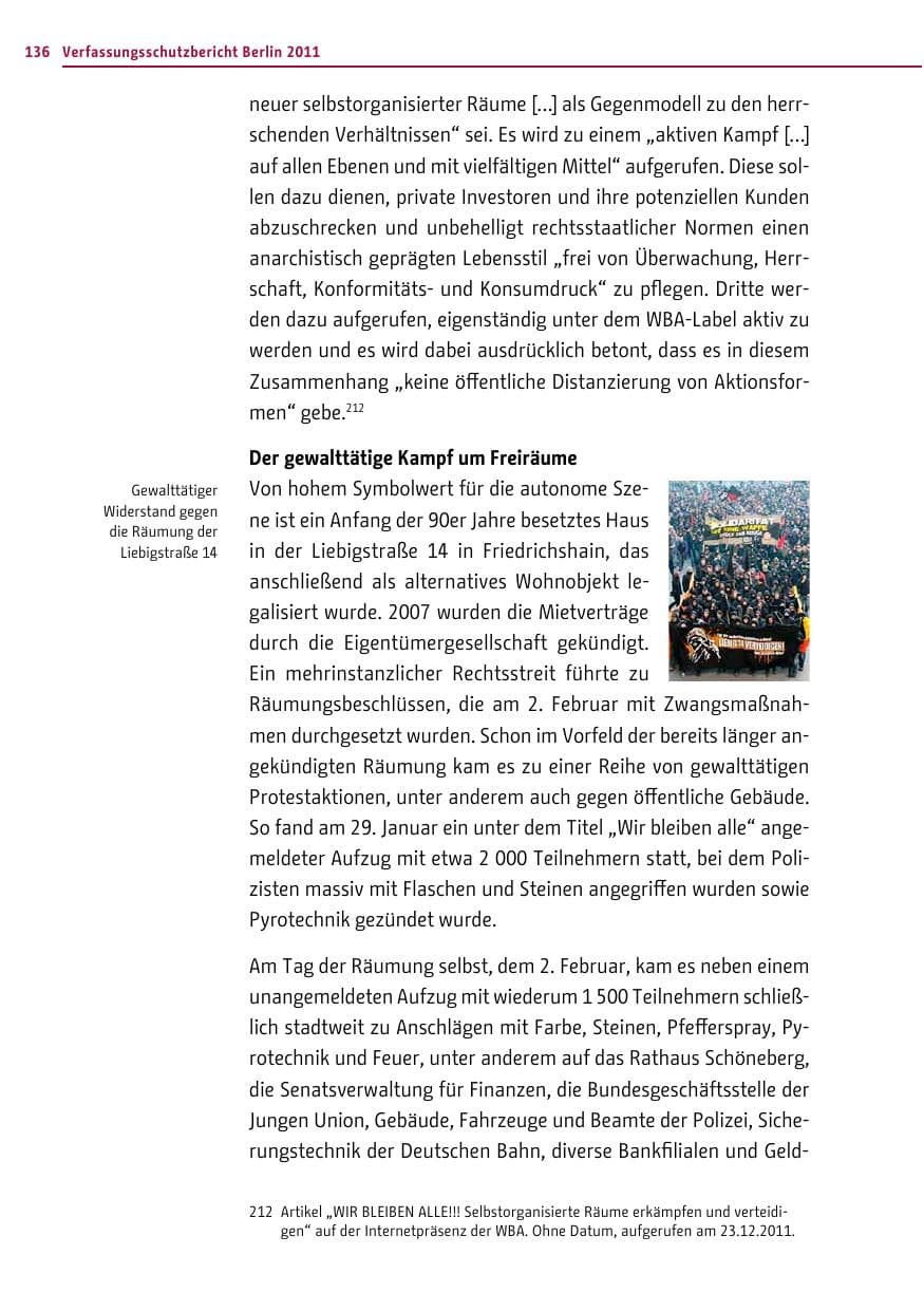 Seite 135 des Verfassungsschutzbericht 2011 Berlin
