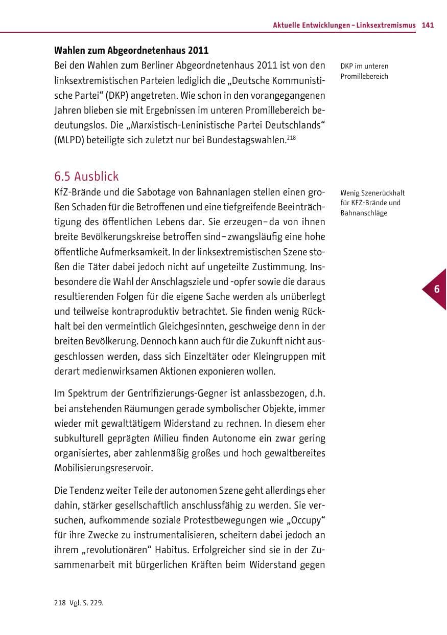 Seite 140 des Verfassungsschutzbericht 2011 Berlin