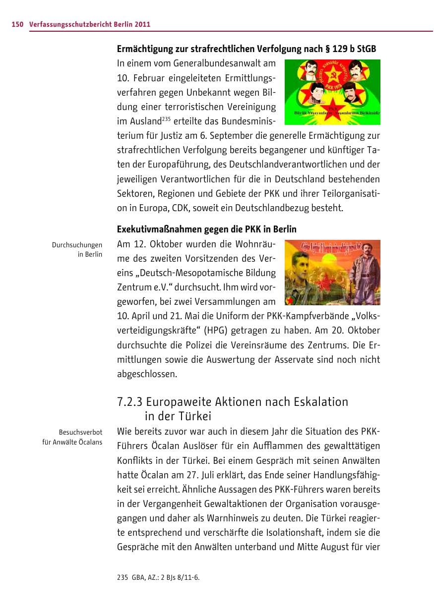 Seite 149 des Verfassungsschutzbericht 2011 Berlin
