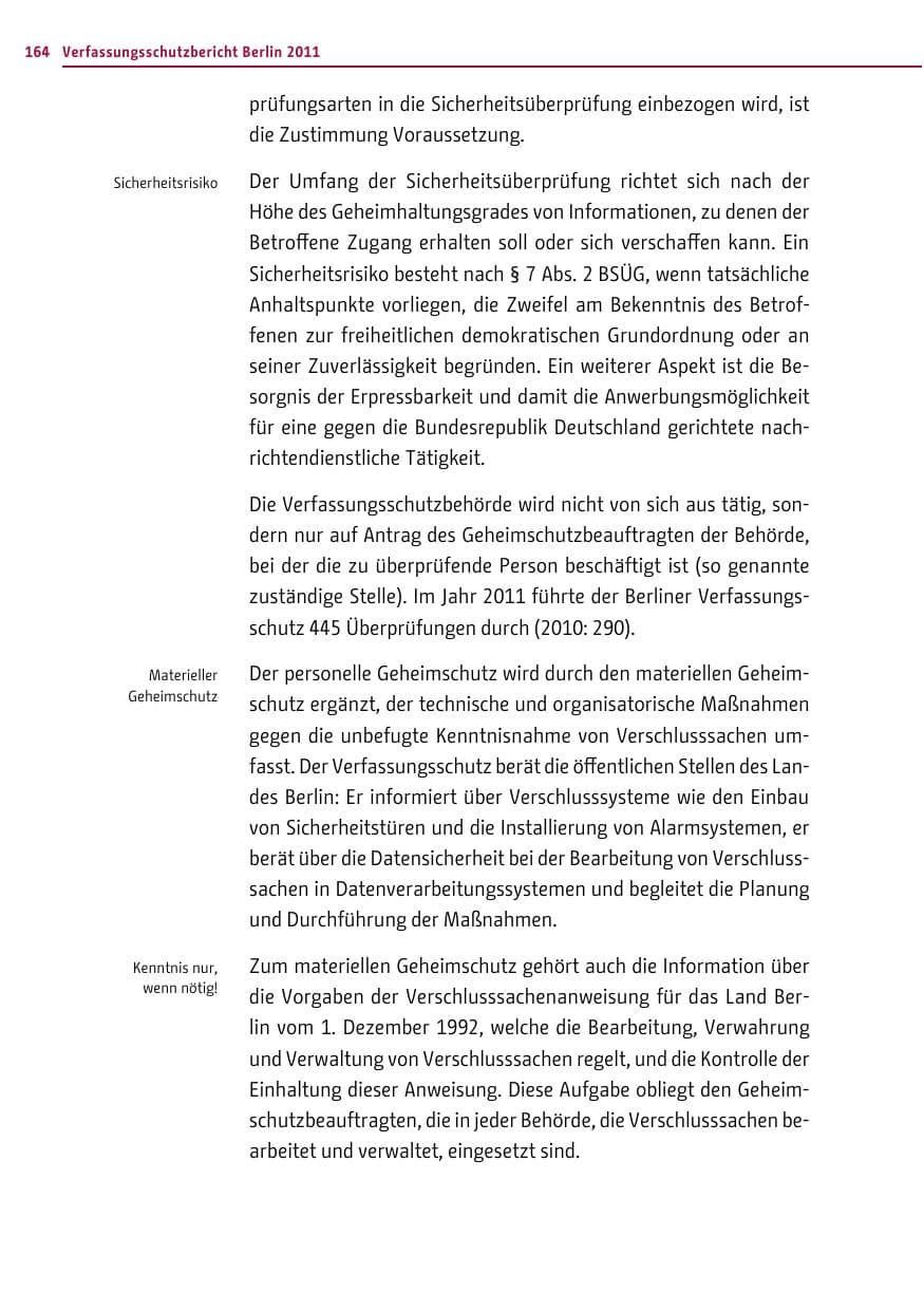 Seite 163 des Verfassungsschutzbericht 2011 Berlin