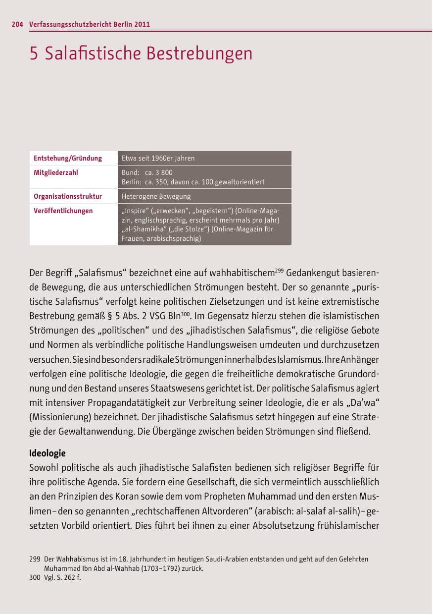 Seite 203 des Verfassungsschutzbericht 2011 Berlin