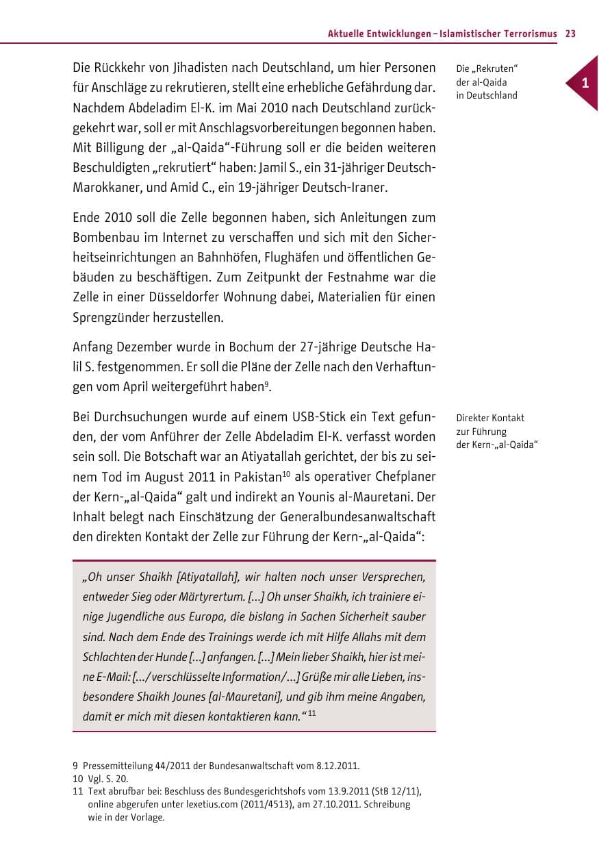 Seite 22 des Verfassungsschutzbericht 2011 Berlin