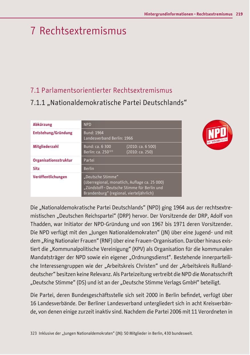 Seite 218 des Verfassungsschutzbericht 2011 Berlin
