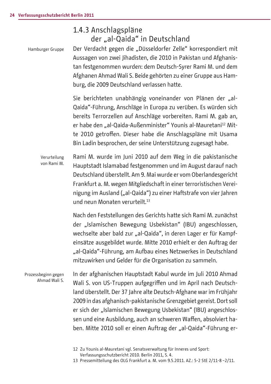 Seite 23 des Verfassungsschutzbericht 2011 Berlin