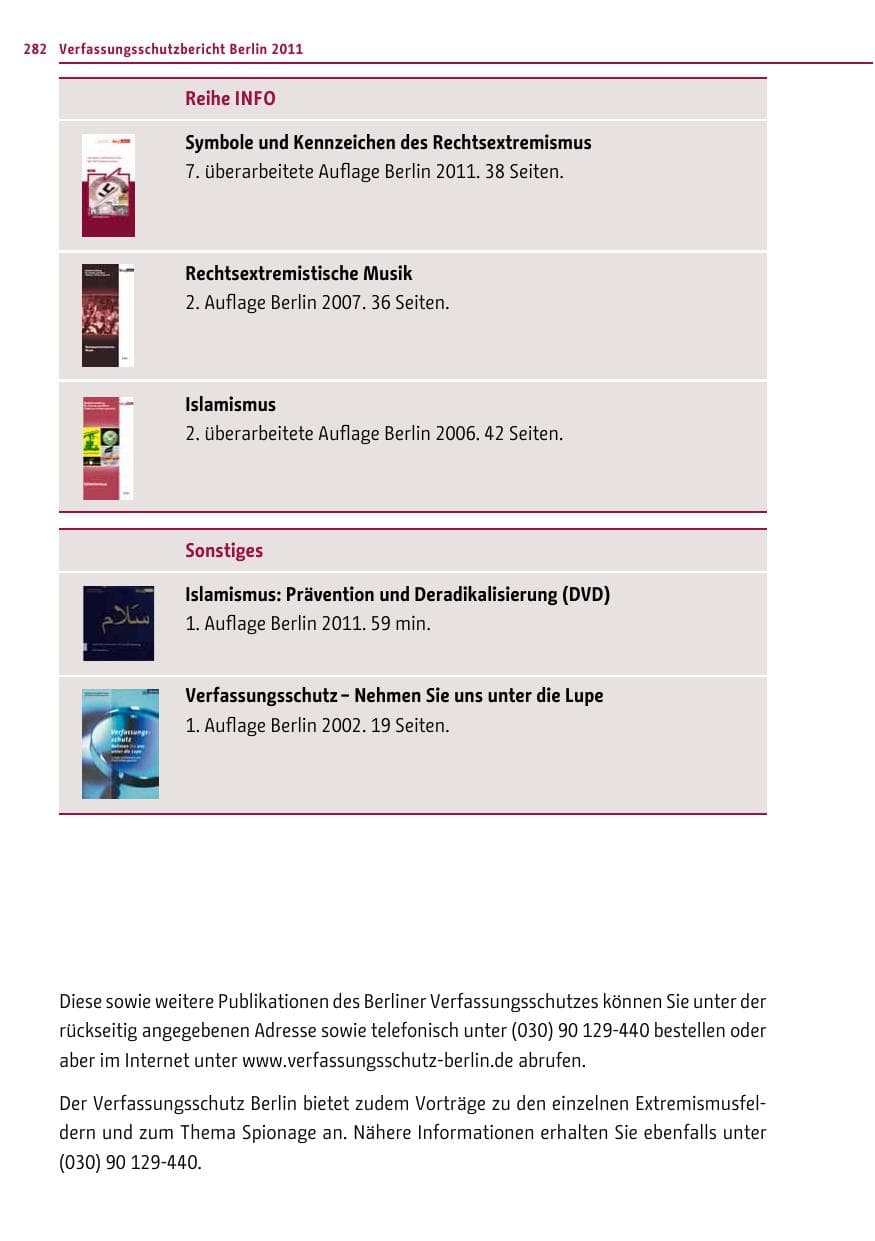 Seite 281 des Verfassungsschutzbericht 2011 Berlin