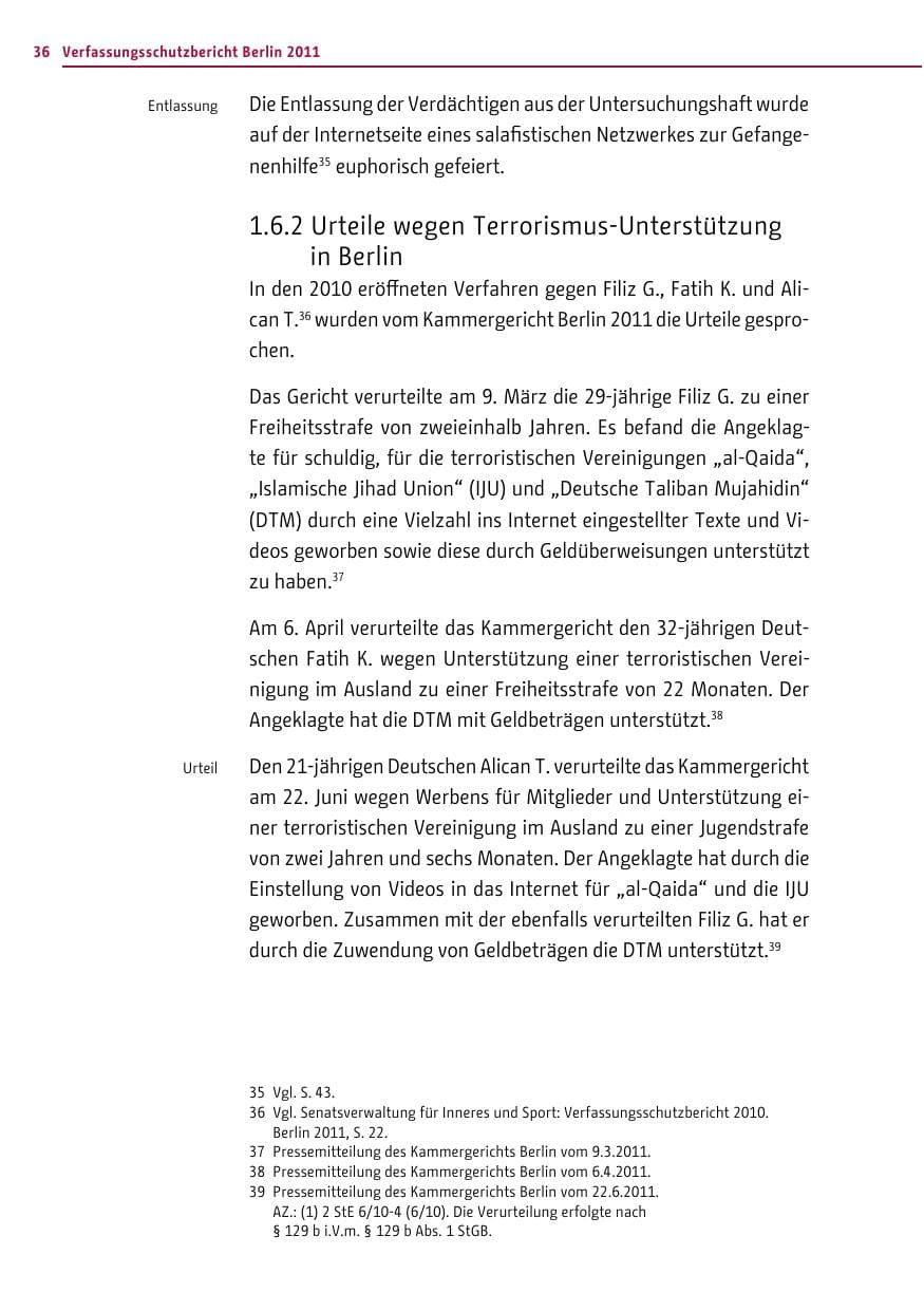 Seite 35 des Verfassungsschutzbericht 2011 Berlin