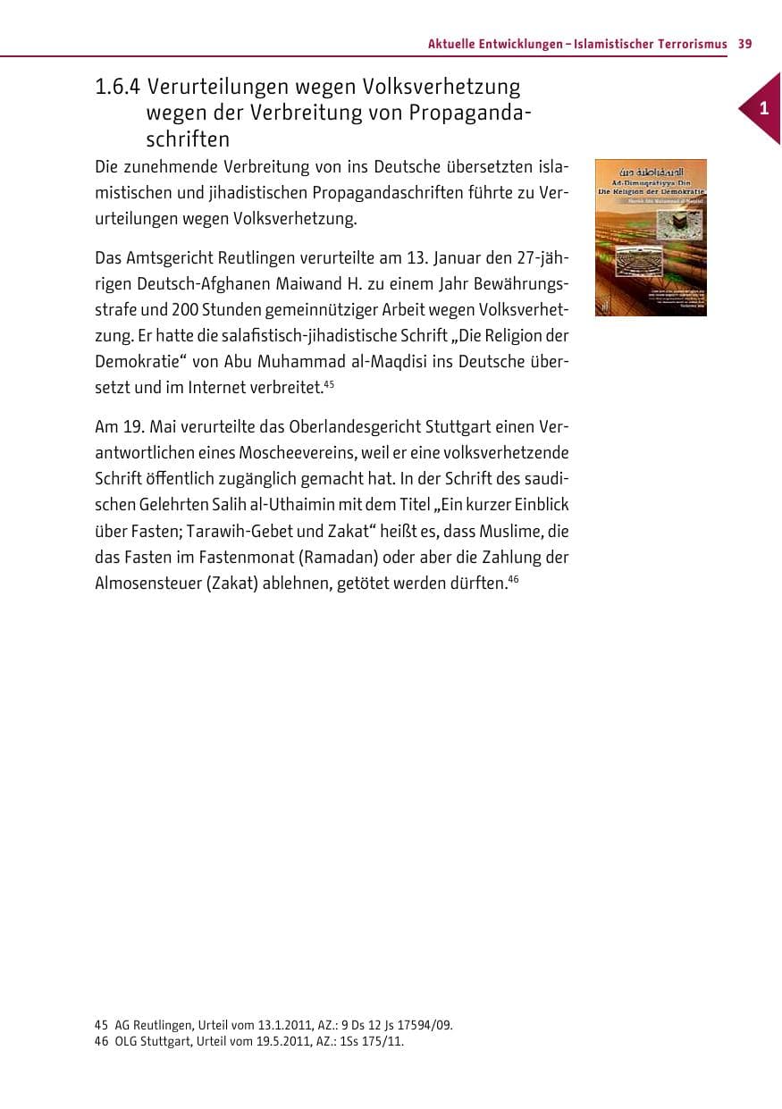 Seite 38 des Verfassungsschutzbericht 2011 Berlin