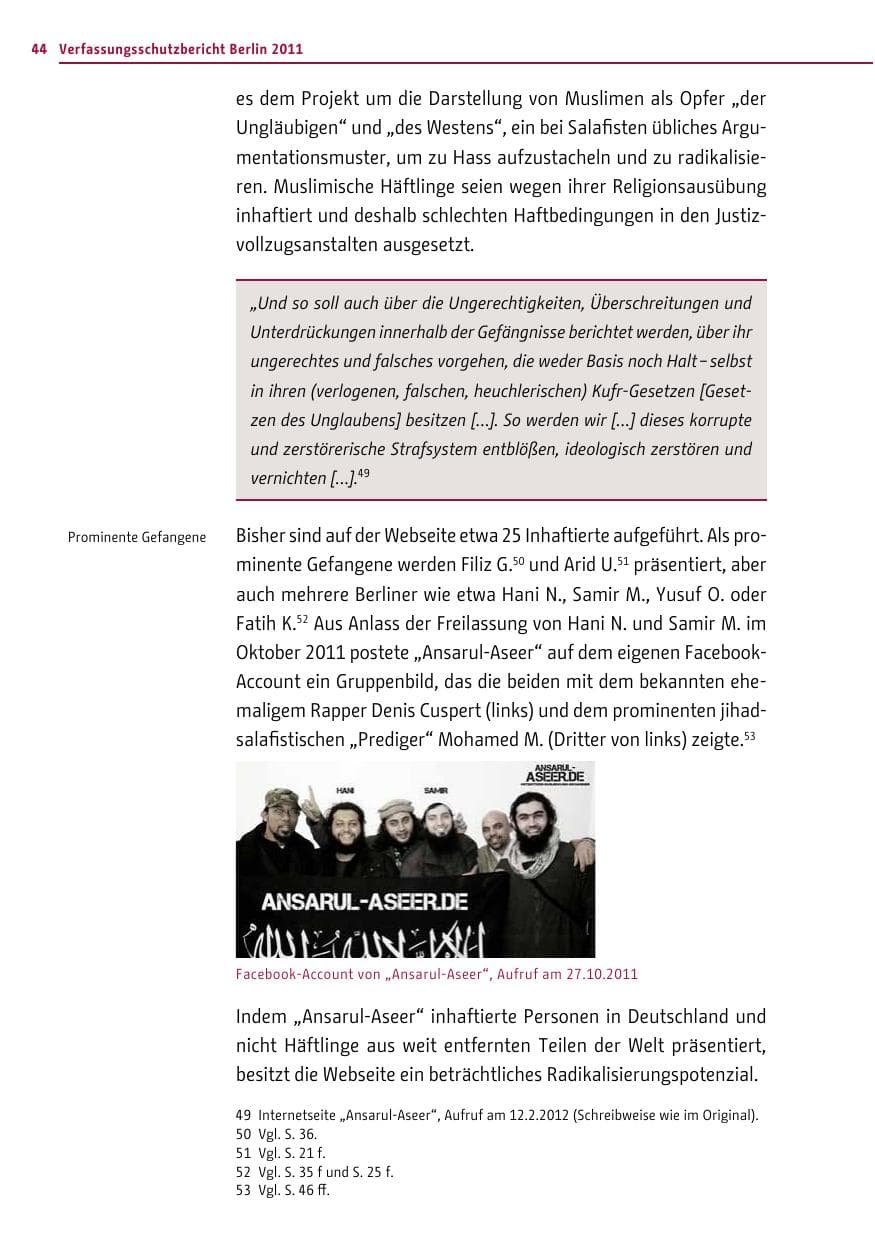 Seite 43 des Verfassungsschutzbericht 2011 Berlin