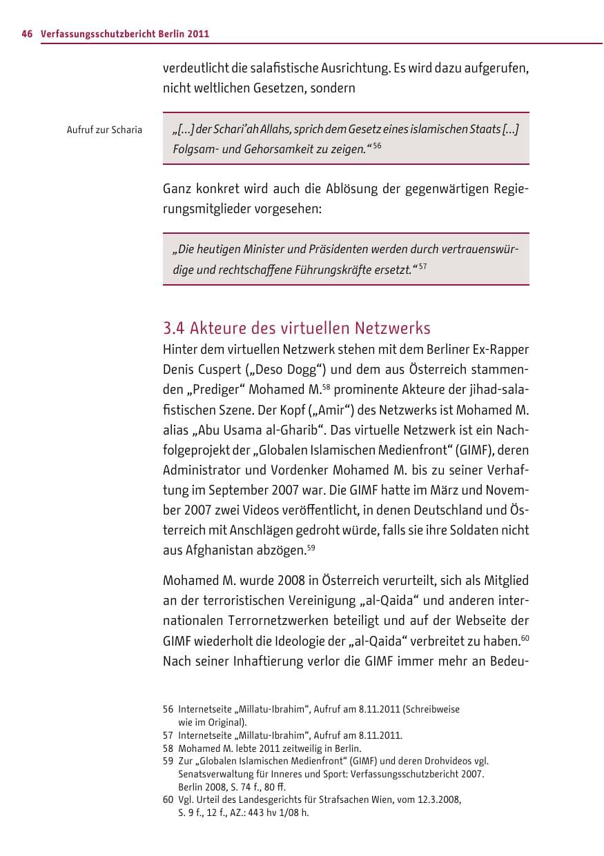 Seite 45 des Verfassungsschutzbericht 2011 Berlin