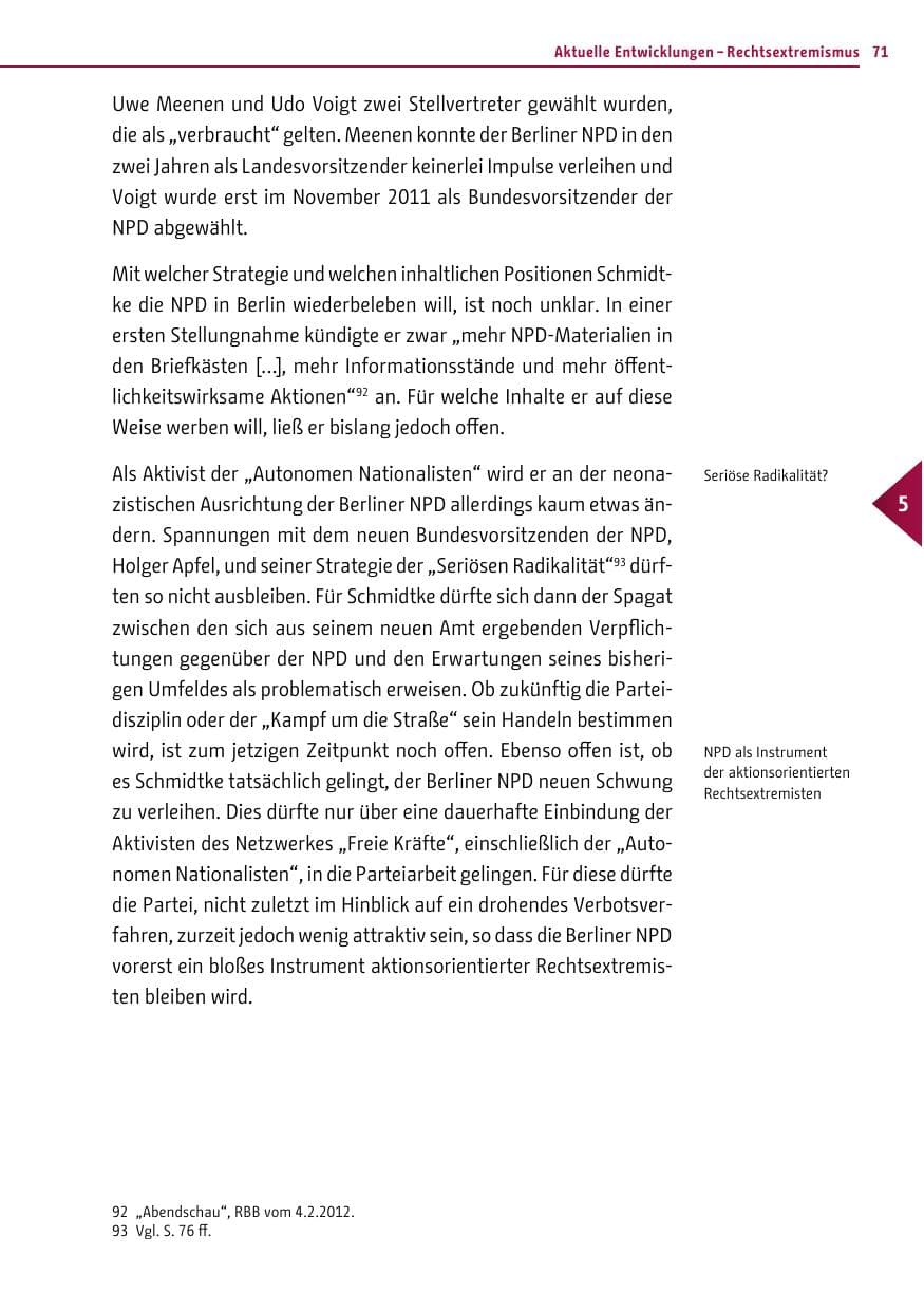 Seite 70 des Verfassungsschutzbericht 2011 Berlin