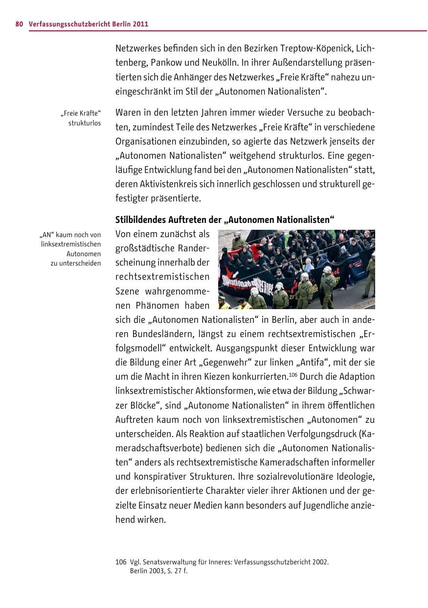 Seite 79 des Verfassungsschutzbericht 2011 Berlin