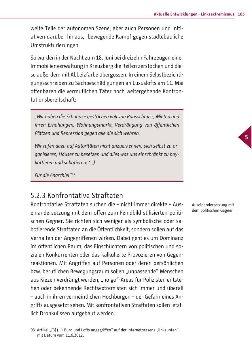 Seite 103 des Verfassungsschutzbericht 2012 Berlin