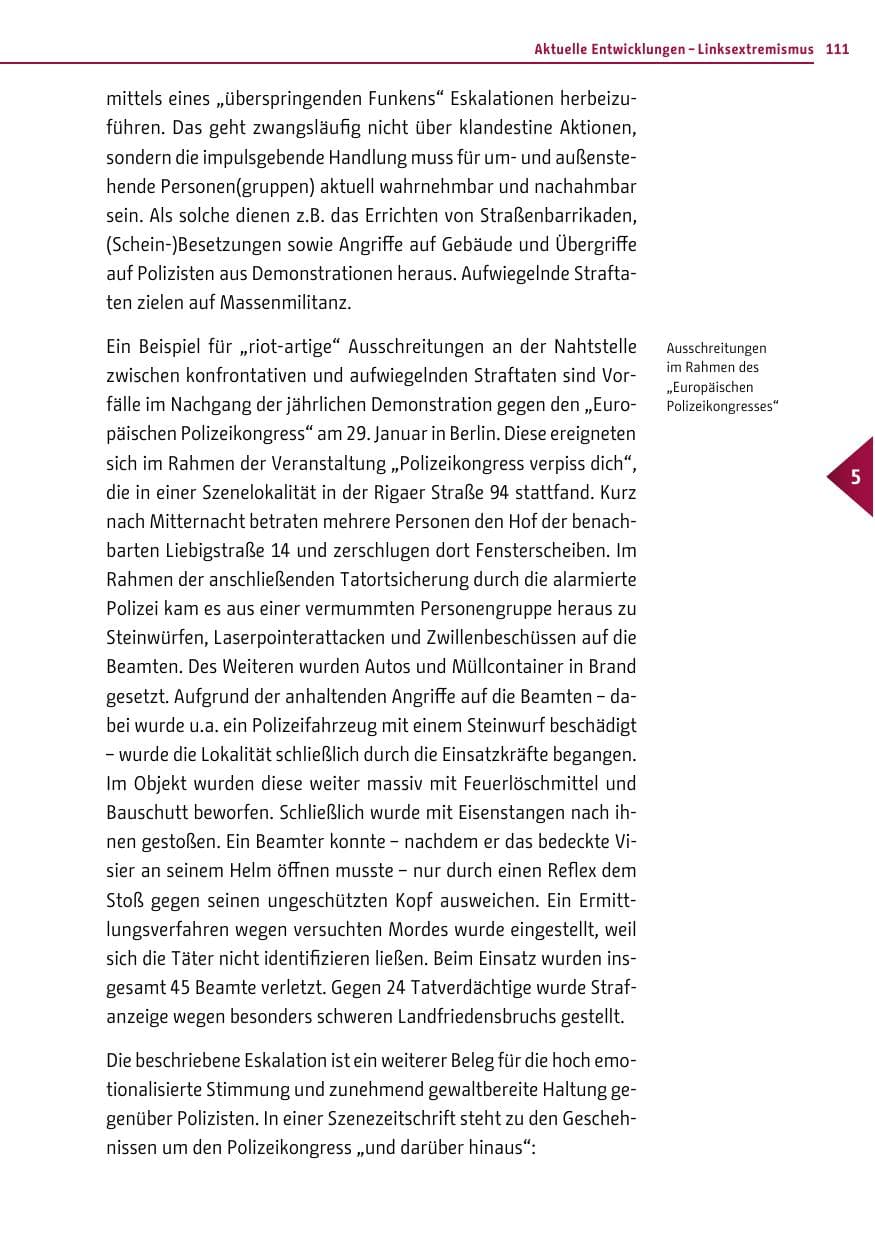 Seite 109 des Verfassungsschutzbericht 2012 Berlin