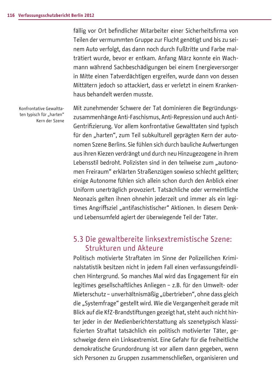 Seite 114 des Verfassungsschutzbericht 2012 Berlin