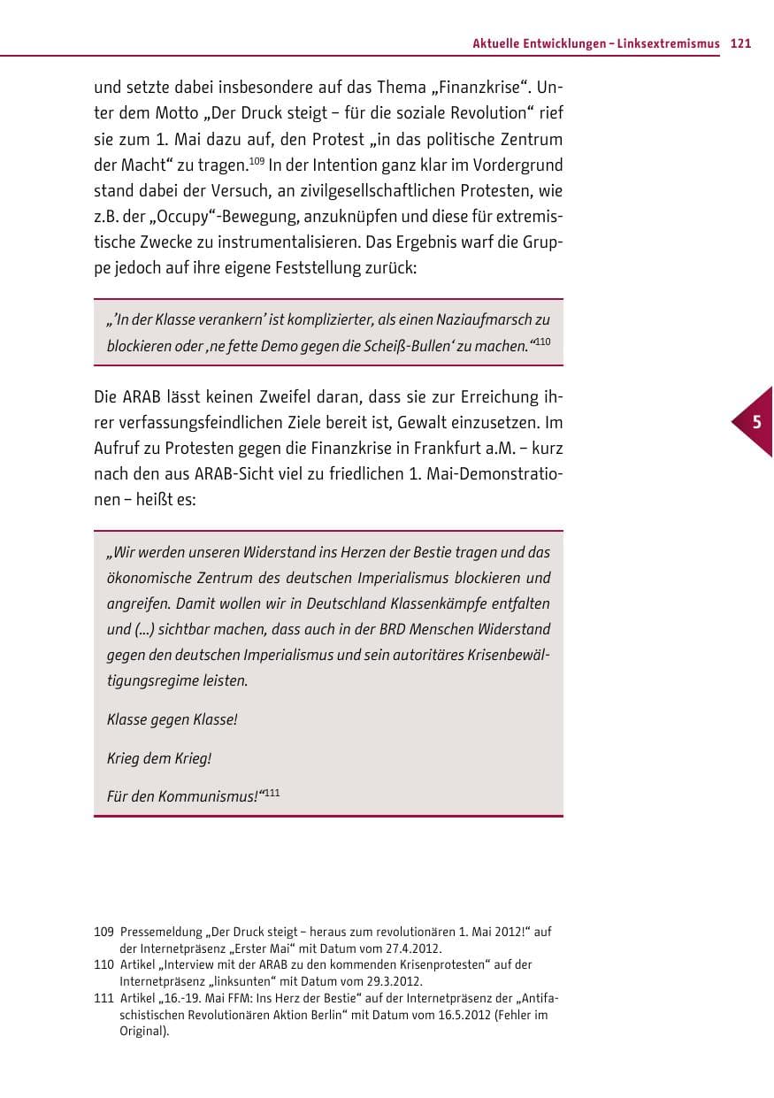 Seite 119 des Verfassungsschutzbericht 2012 Berlin