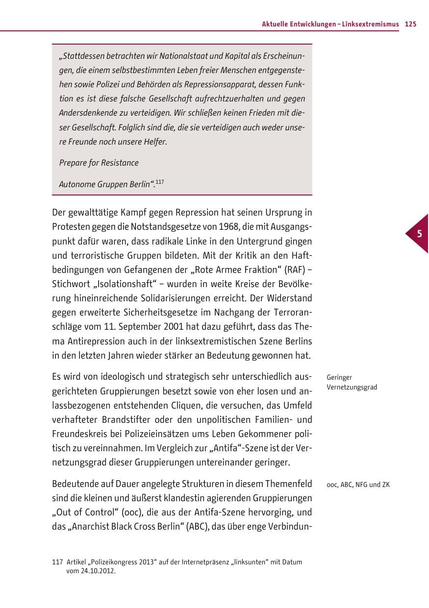 Seite 123 des Verfassungsschutzbericht 2012 Berlin