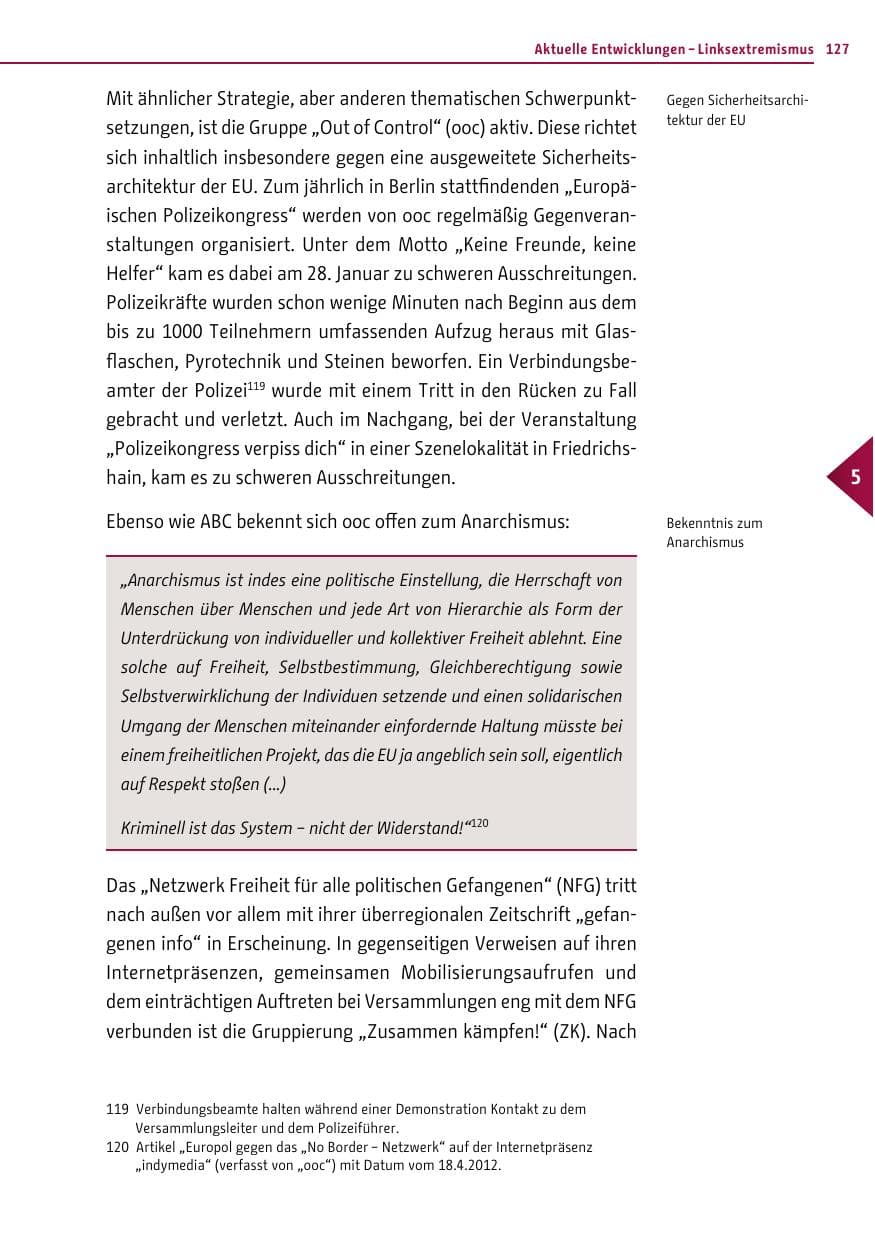 Seite 125 des Verfassungsschutzbericht 2012 Berlin