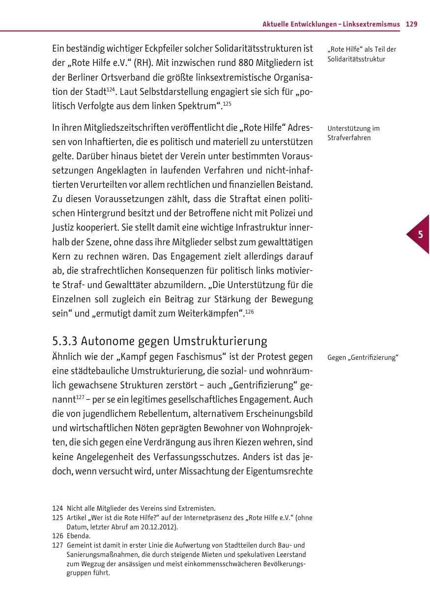 Seite 127 des Verfassungsschutzbericht 2012 Berlin