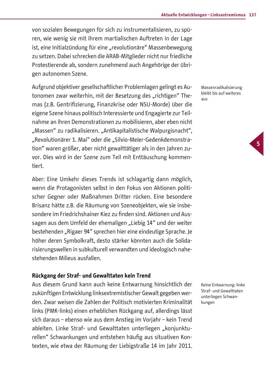 Seite 135 des Verfassungsschutzbericht 2012 Berlin