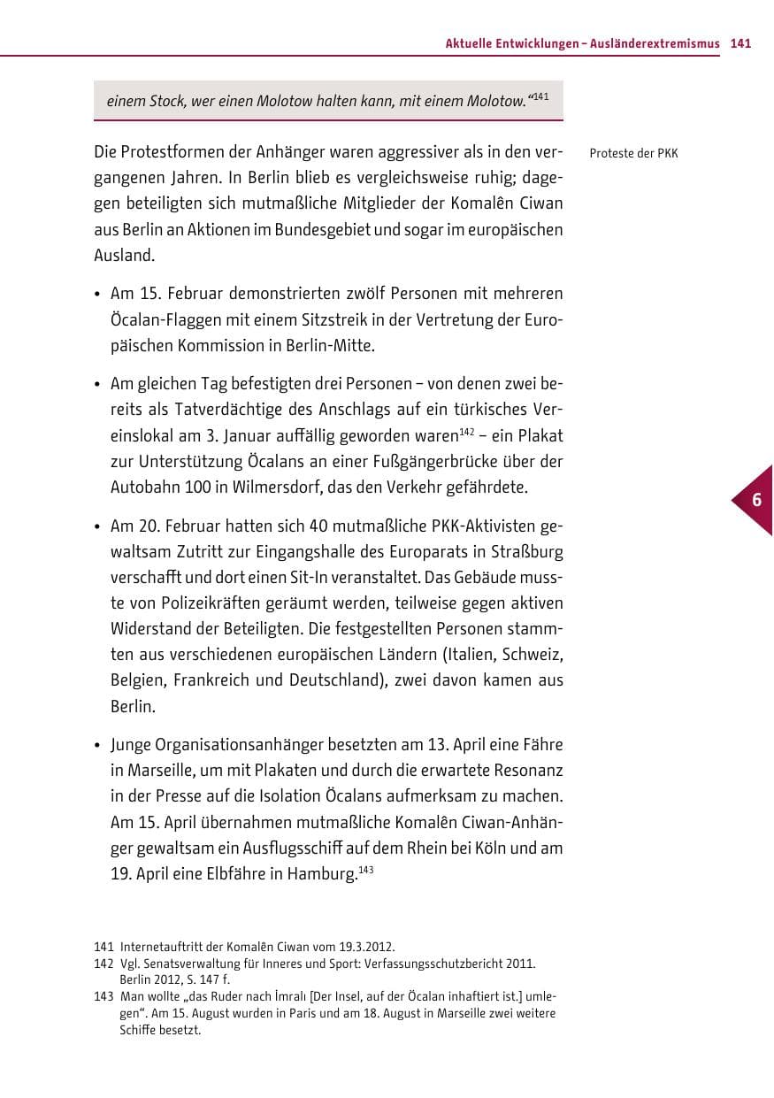 Seite 139 des Verfassungsschutzbericht 2012 Berlin