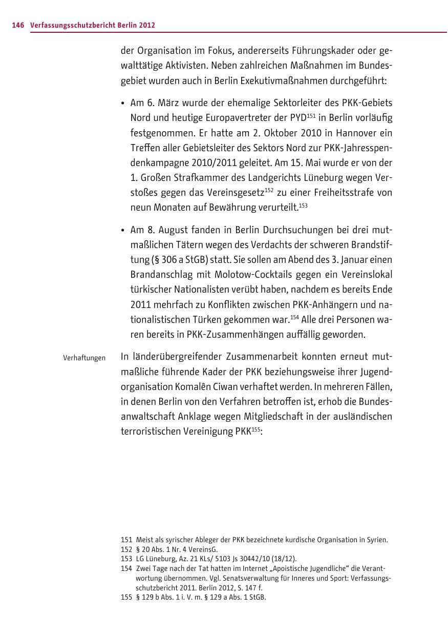 Seite 144 des Verfassungsschutzbericht 2012 Berlin