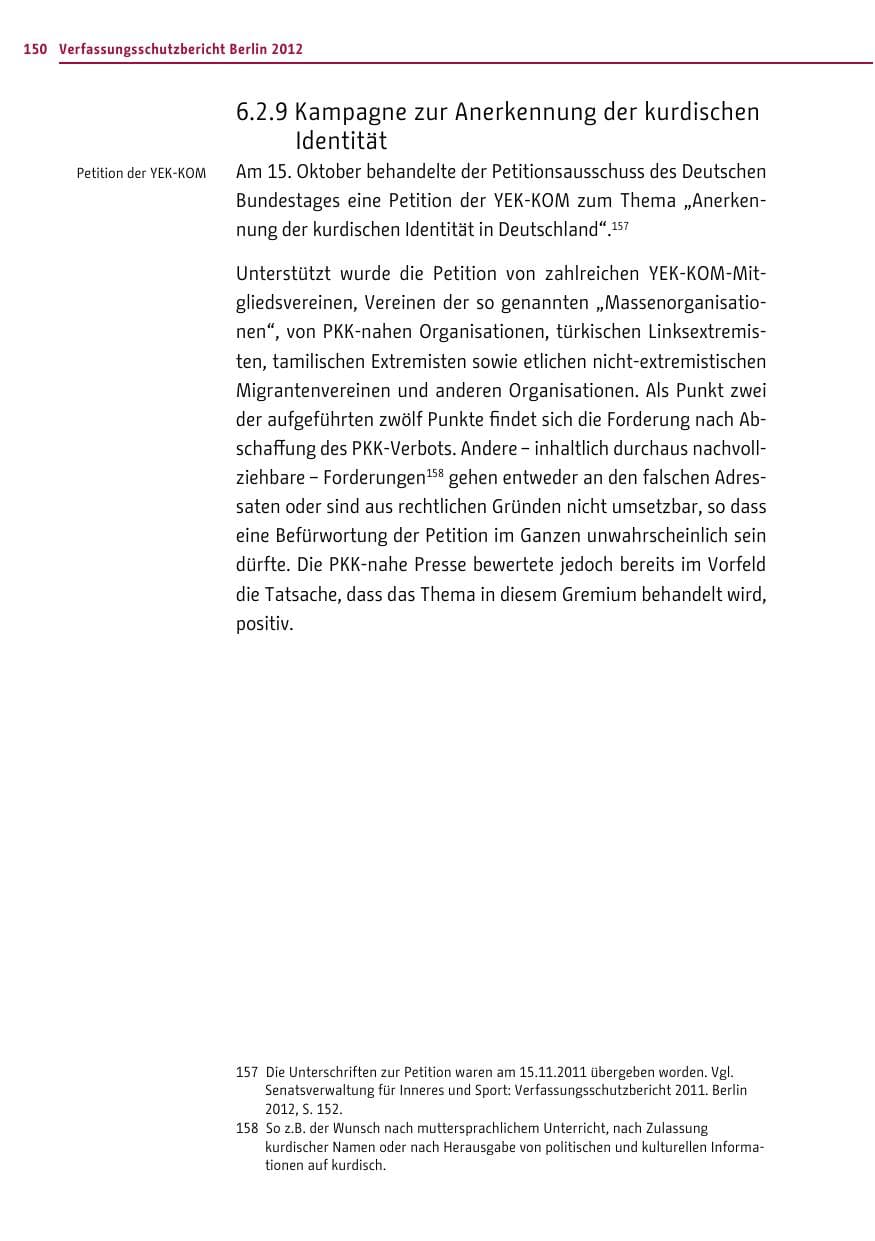 Seite 148 des Verfassungsschutzbericht 2012 Berlin