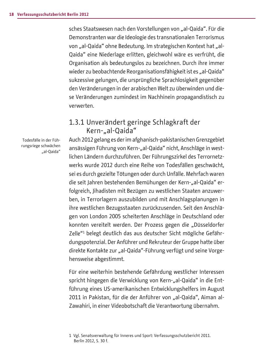 Seite 16 des Verfassungsschutzbericht 2012 Berlin