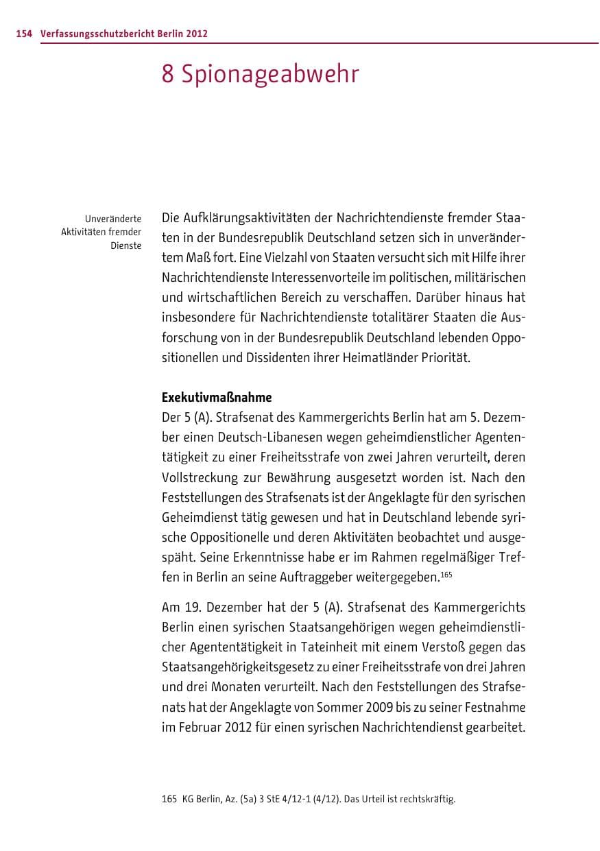 Seite 152 des Verfassungsschutzbericht 2012 Berlin