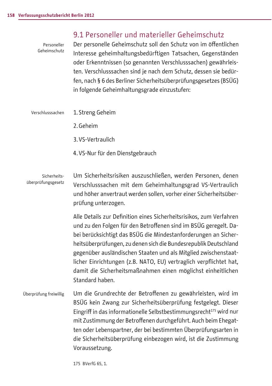 Seite 156 des Verfassungsschutzbericht 2012 Berlin