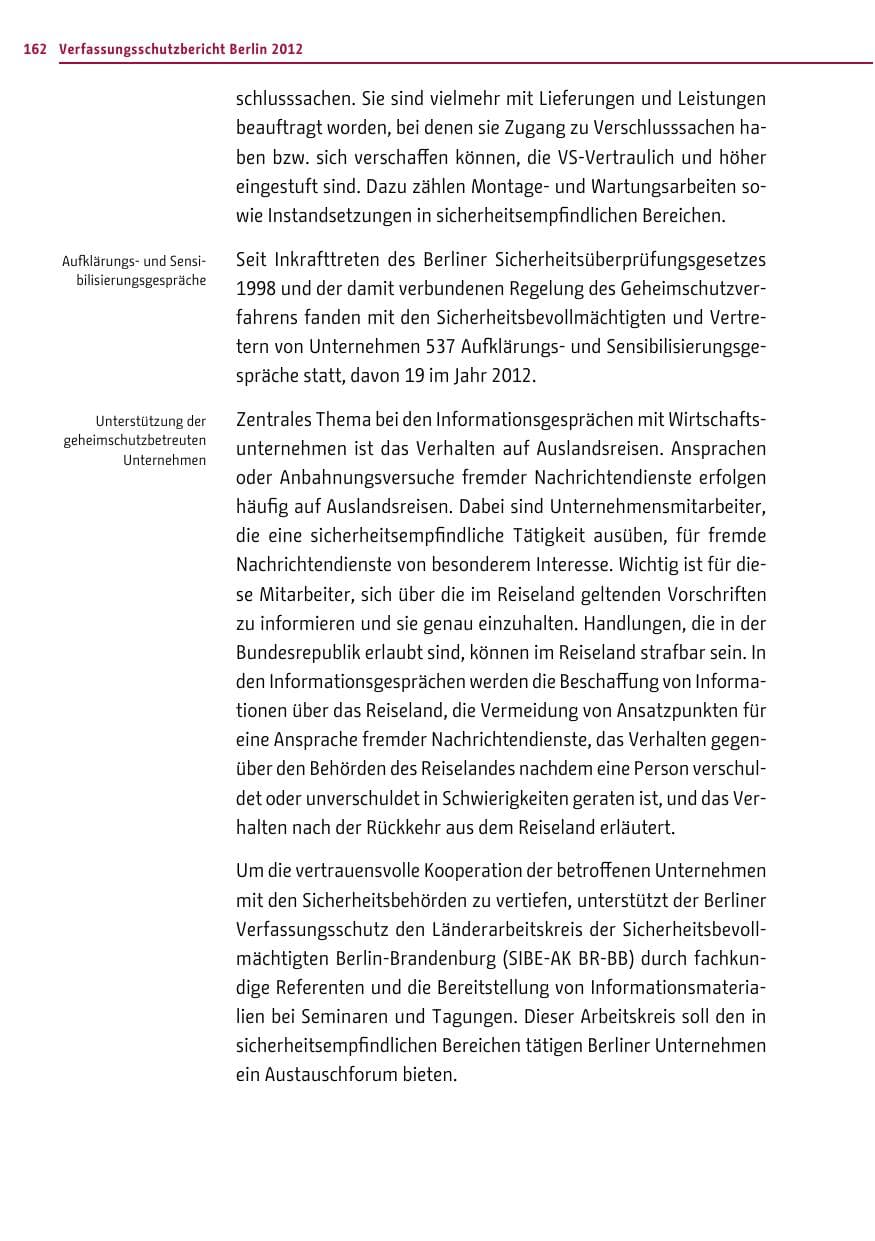 Seite 160 des Verfassungsschutzbericht 2012 Berlin