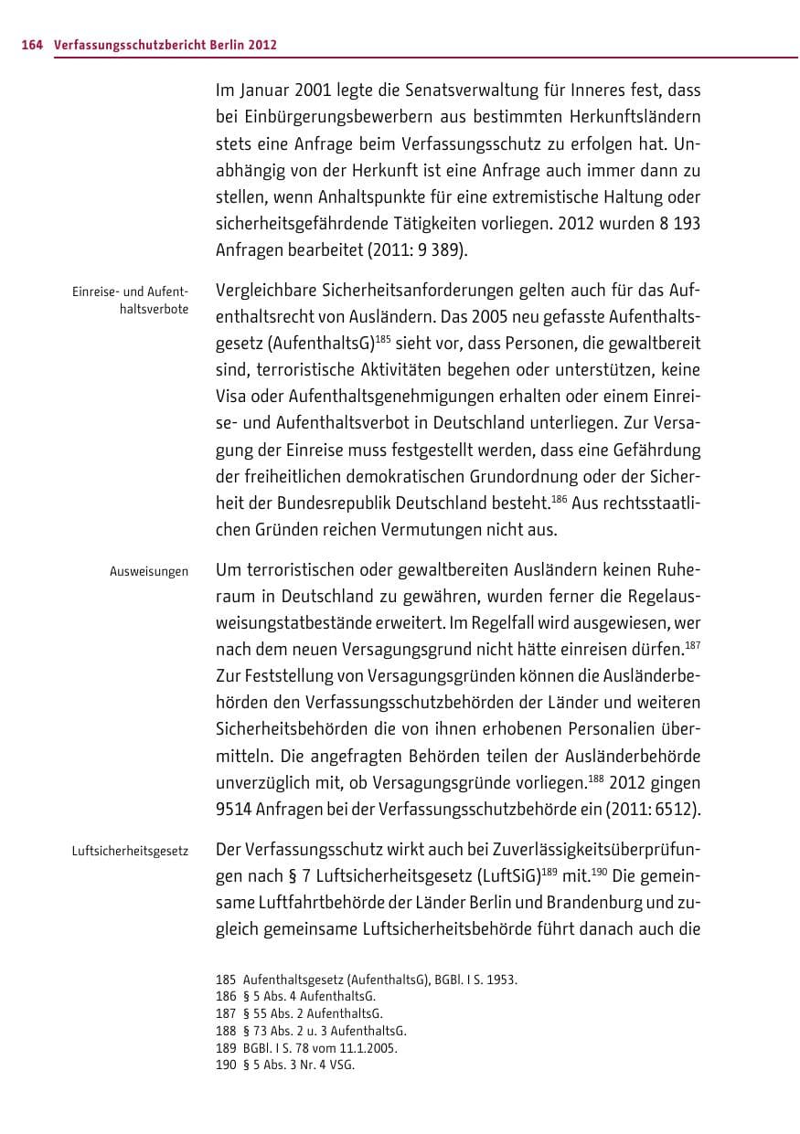 Seite 162 des Verfassungsschutzbericht 2012 Berlin