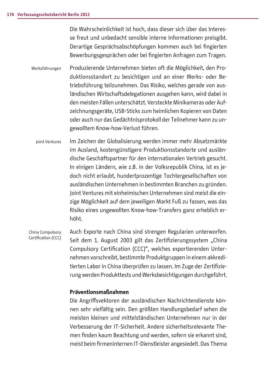 Seite 172 des Verfassungsschutzbericht 2012 Berlin