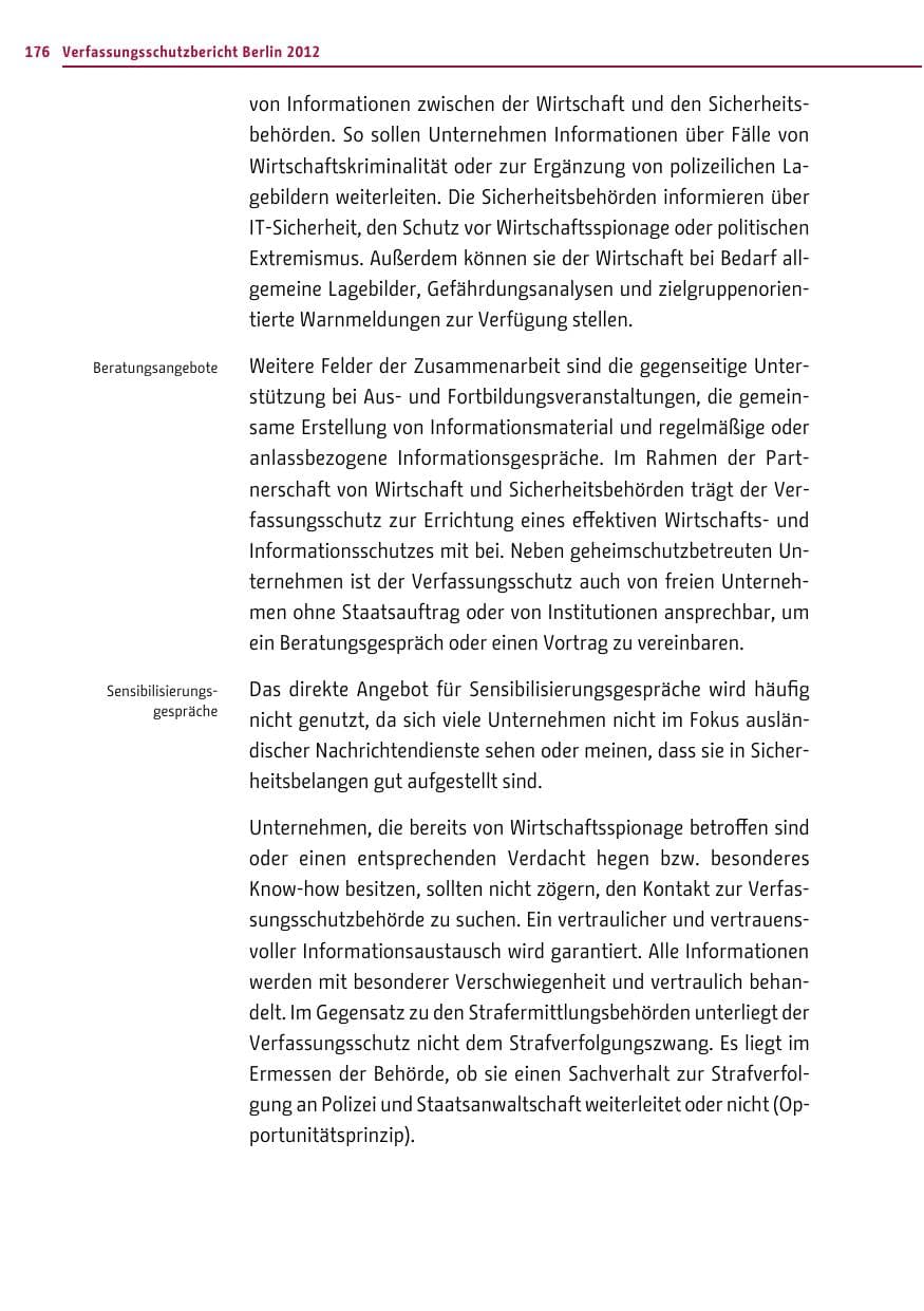 Seite 174 des Verfassungsschutzbericht 2012 Berlin