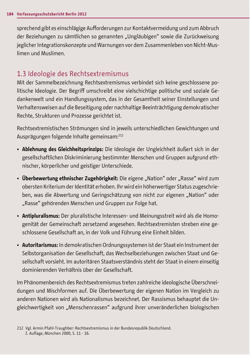 Seite 182 des Verfassungsschutzbericht 2012 Berlin